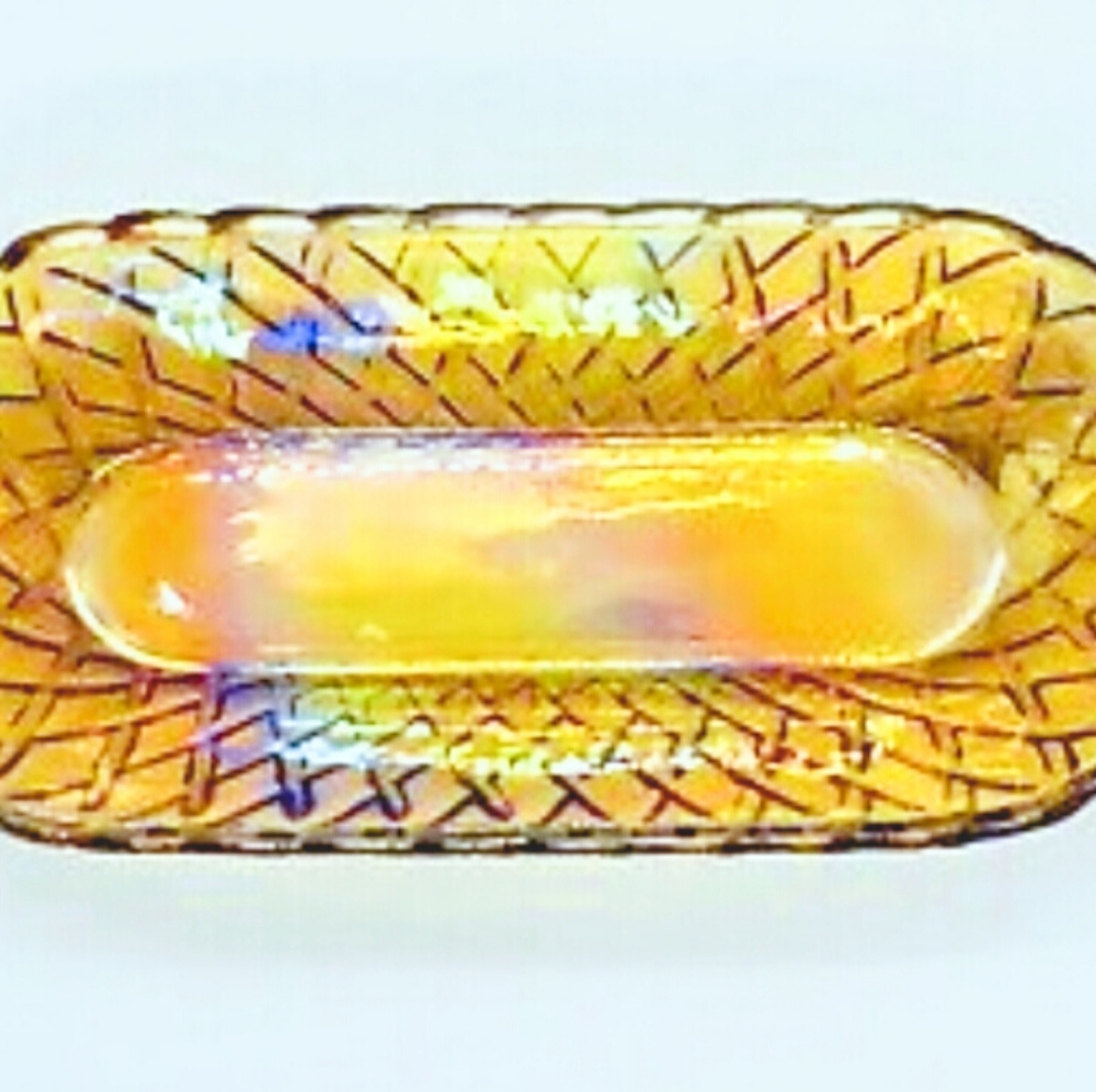 Iridescent Marigold Carnival Glass Bread Bowl
